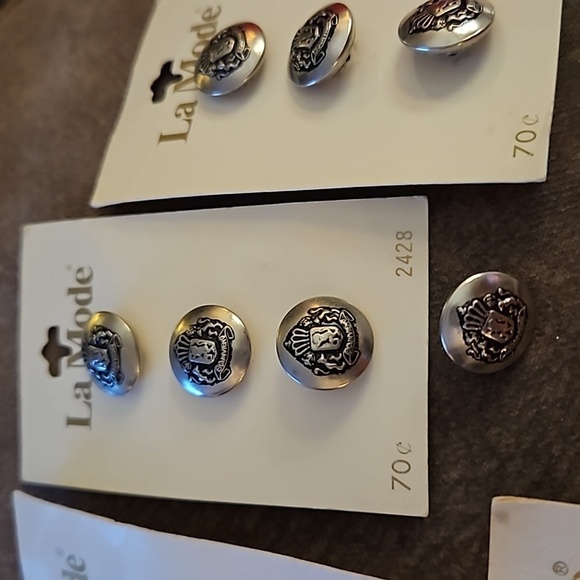 VTG Silver Coat of Arms Crest Uniform Metal Buttons 5/8" - Picture 3 of 8